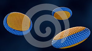 3d rendering of scattered bicelles as disc-shaped lipid assembly photo