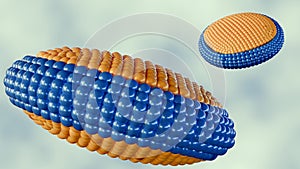 3d rendering of scattered bicelles as disc-shaped lipid assembly photo