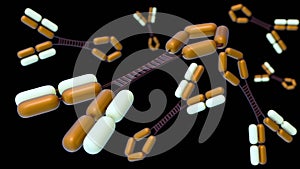 Scattered Immunoglobulin or IgG3 molecules in the background.