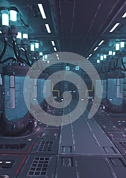 3D Rendering Scinece Fiction Clone Room