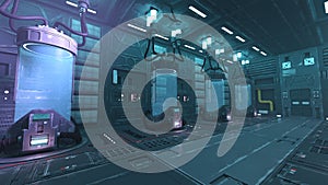 3D Rendering Scinece Fiction Clone Room