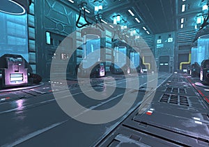 3D Rendering Scinece Fiction Clone Room