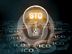 3D Rendering of Security Token Offering STO is replacing Initial Coin Offering ICO photo