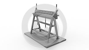 3D rendering of a sheet metal bending machine engineering machine computer model isolated on white background