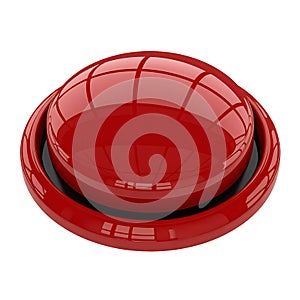 Shiny red round button on transparent background AI Generated