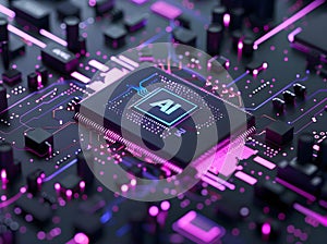 3D Rendering of Artificial Intelligence Chip Design Generative AI