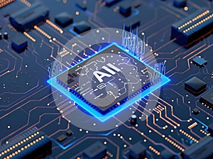 3D Rendering of an Artificial Intelligence Chip Generative AI