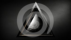 3D Rendering Minimalist Vantablack Pyramid in photo