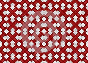 3d rendering. Simple red and white square grid pattern wall background.