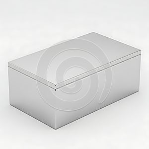 A 3d rendering of a simple white rectangular box with perforated lines