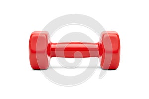 3d Rendering of a Single Red Dumbbell Isolated on White Background