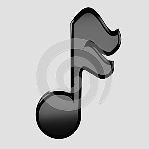 3D rendering sixteenth note icon on gray background