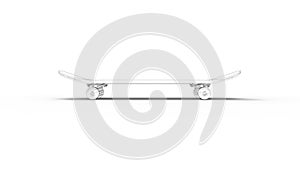 3D rendering of a skateboard isolated in white studio background