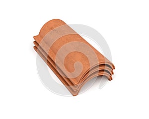 3d rendering of a small group roof tile lying in front view isolated on white background.