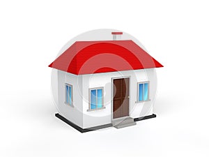 3D small house model isolated on white background