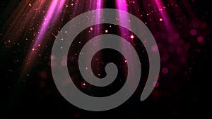 3D rendering of smoothly falling particles and bokeh from the stream of soft top light