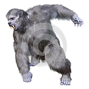 3D Rendering Snow Beast on White