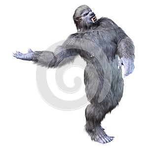 3D Rendering Snow Beast on White