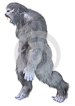 3D Rendering Snow Beast on White