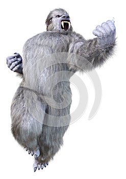 3D Rendering Snow Beast on White