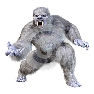 3D Rendering Snow Beast on White