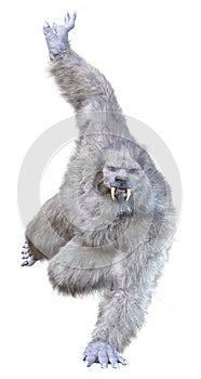 3D Rendering Snow Beast on White