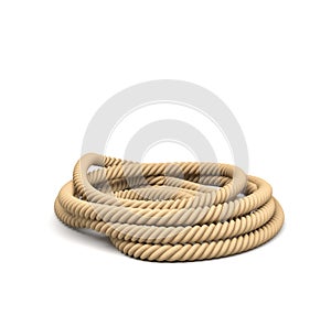 3d rendering of some rope lying in a coiled heap isolated on a white background.