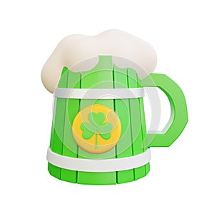 3d rendering of st patrick day beer icon