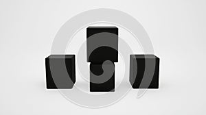 A 3D rendering of a stack of black cubes.