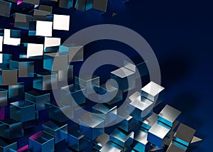 3d rendering of a stack of cubes with different materials, abstract background