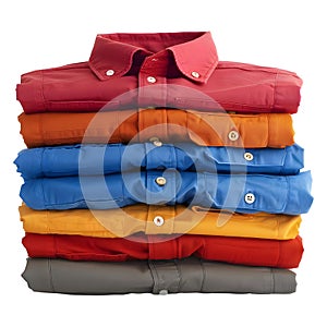 3D Rendering of a Stack of Shirts on Transparent Background - Ai Generated