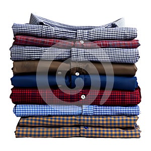 3D Rendering of a Stack of Shirts on Transparent Background - Ai Generated