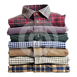 3D Rendering of a Stack of Shirts on Transparent Background - Ai Generated