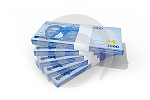 3d rendering of Stacks of Nigerian naira notes. bundles of Nigerian currency notes