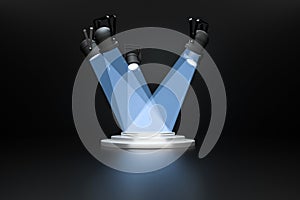 3d rendering, stage and projector lamp, stage show