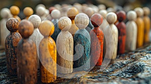A 3D rendering of stick figures symbolizing the sociological concept of inclusion, where individuals of all genders, ages, origins photo