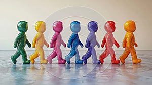 A 3D rendering of stick figures symbolizing the sociological concept of inclusion, where individuals of all genders, ages, origins photo