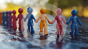 A 3D rendering of stick figures symbolizing the sociological concept of inclusion, where individuals of all genders, ages, origins photo