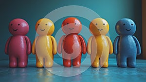 A 3D rendering of stick figures symbolizing the sociological concept of inclusion, where individuals of all genders, ages, origins photo