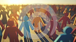 A 3D rendering of stick figures symbolizing the sociological concept of inclusion, where individuals of all genders, ages, origins photo