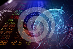 3d rendering of stock exchange display panel