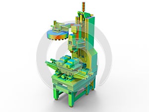 3D rendering - structural analysis of a cnc machine