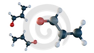 A 3d rendering of the structure of acrolein molecule