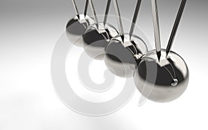 3d rendering. swinging pendulum group on gray background.
