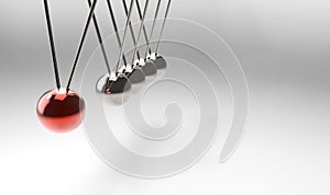 3d rendering. swinging pendulum group on gray background.