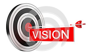 3D rendering target black white and red target with arrows
