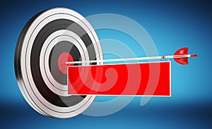 3D rendering target black white and red target with arrows
