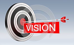 3D rendering target black white and red target with arrows