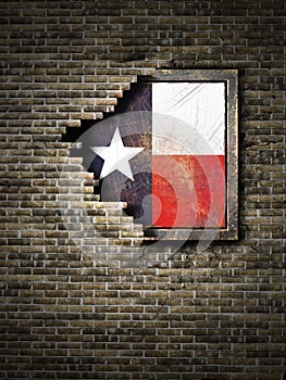 Old Texas flag in brick wall