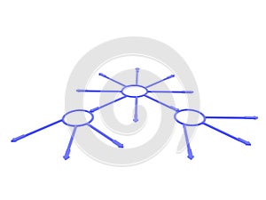 3D Rendering of three circles connected by arrows